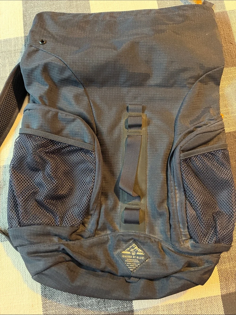 United By Blue Navy Roll-Top Backpack with Mesh Pockets
